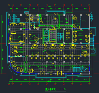 保险公司营业厅装修图cad施工图下载、保险公司营业厅装修图dwg文件下载