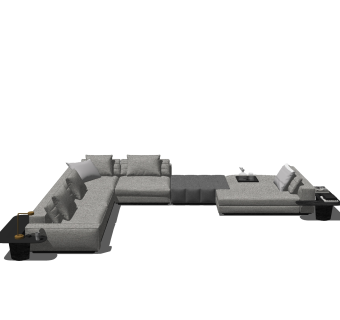 现代多人转角沙发su模型，现代多人转角沙发skp模型想下载