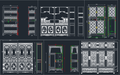 中式衣柜橱柜cad图库，衣柜橱柜CAD图纸下载