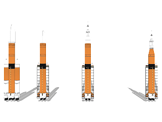 现代<em>航空</em>火箭草图大师模型，火箭su模型下载