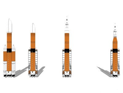 现代航空火箭草图大师模型，火箭su模型下载