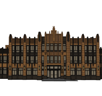 简欧建筑会所，sketchup模型免费下载