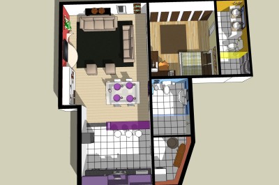 现代风格家装草图大师模型，家装sketchup模型下载