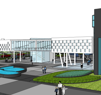 现代售楼处skb模型分享，售楼中心SU模型下载