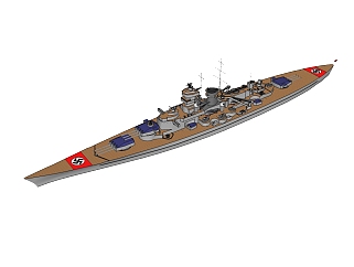 德国KMS-Gneisenau格奈森<em>瑙</em>号战斗巡洋舰草图大师模型...