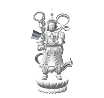 中国神多闻天王雕塑su模型,摆件草图大师模型下载