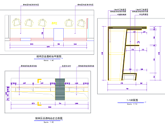 精致接待台吧台CAD施工图纸下载，吧台接待台施工设计图