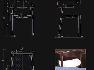新中式椅子家具图库CAD图纸
