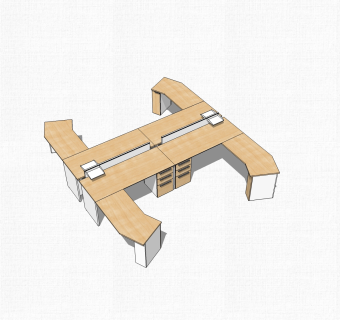 现代简约办公桌su模型，办公桌草图大师模型下载