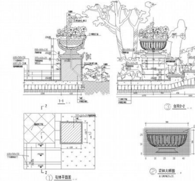 园林景观<a href=https://www.yitu.cn/sketchup/huayi/index.html target=_blank class=infotextkey>花</a>钵施工详图