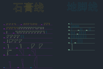 原创门套线条石膏线条CAD图库，门套线条石膏线条CAD施工图纸下载