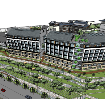 现代酒店草图大师模型下载、酒店su模型下载