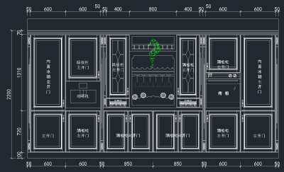 中式西式带中岛橱柜CAD图纸，橱柜CAD图纸下载