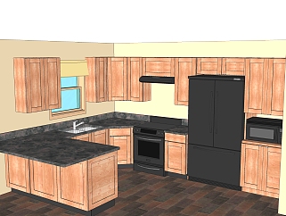 <em>现代厨房</em>柜免费su模型，厨房柜sketchup模型下载