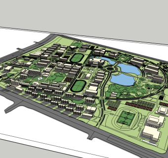 现代小区规划草图大师模型，小区sketchup模型