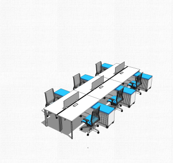 现代隔断办工桌草图大师模型，办工桌sketchup模型下载