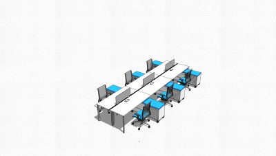 现代隔断办工桌草图大师模型，办工桌sketchup模型下载