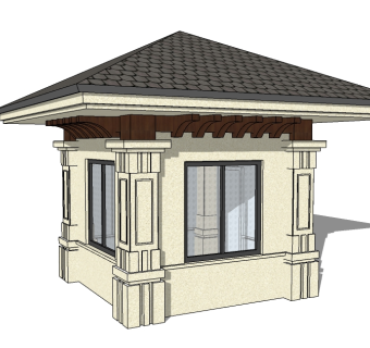 欧式岗亭草图大师模型下载，亭子SU模型