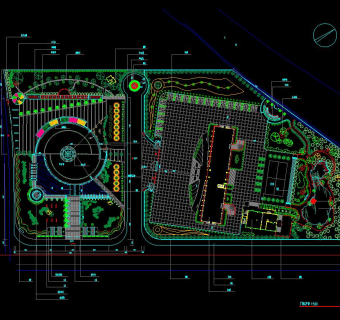 现代简约广场绿地景观平面施工图CAD图纸