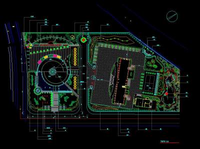 现代简约广场绿地景观平面施工图CAD图纸