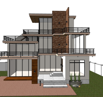 现代别墅草图大师模型下载，别墅SKP模型下载