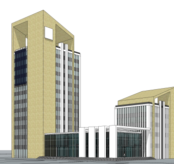 现代高层办公楼草图大师模型，高层办公楼sketchup模型免费下载