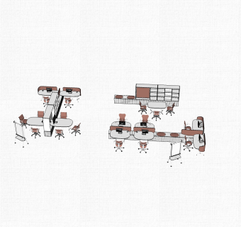 现代简约办公桌su模型，办公桌草图大师模型下载