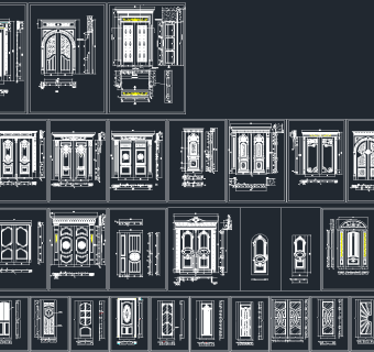 整木门cad门图库，木门CAD图纸下载