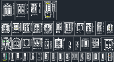 整木门cad门图库，木门CAD图纸下载