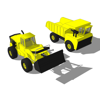 现代儿童挖土机草图大师模型，玩具su模型下载