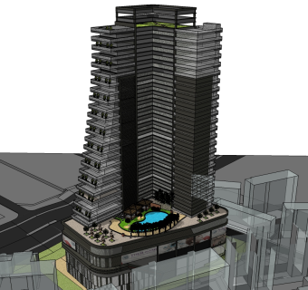 高层度假酒店草图大师模型下载、高层度假酒店su模型下载