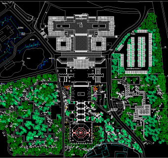 古寺庙园林建筑施工图，寺庙CAD建筑图纸下载