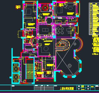 祥细客厅卧室家装户型图三居CAD，免费下载