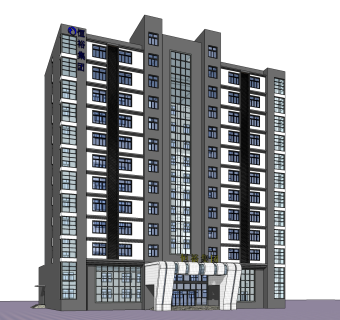 现代高层办公楼草图大师模型，高层办公楼sketchup模型免费下载