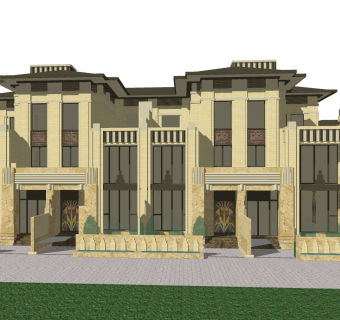 欧式别墅外观草图大师模型，别墅外观sketchup模型免费下载