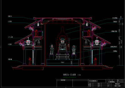 江苏省寺庙圆塔施工图，寺庙CAD建筑图纸下载
