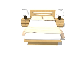 新中式双人床草图大师模型，双人床sketchup模型