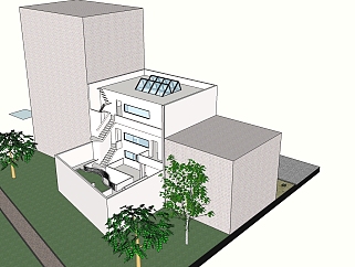 <em>柯布西耶</em>普拉内克斯住宅草图大师模型下载、普拉内克斯...