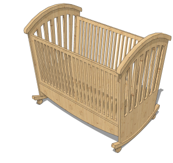 中式婴儿床草图大师模型，skb文件下载