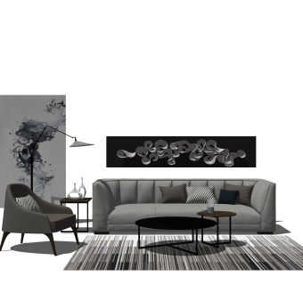 北欧简约沙发组合su模型，沙发组合skp模型下载