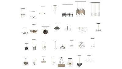 现代轻奢金属吊灯su模型，吊灯草图大师模型下载