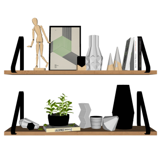 北欧盆栽几何摆件草图大师模型,现代装饰品su模型下载