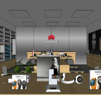 华为手机专卖店草图大师模型，专卖店su模型下载