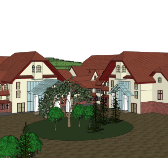 欧式别墅群外观草图大师模型，SU模型免费下载