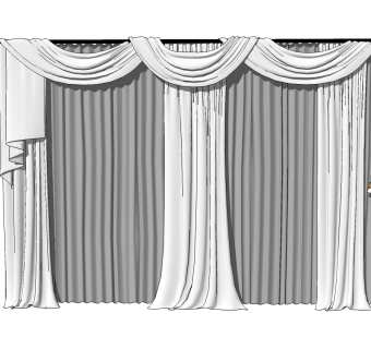 现代窗帘草图大师模型下载、现代窗帘su模型下载