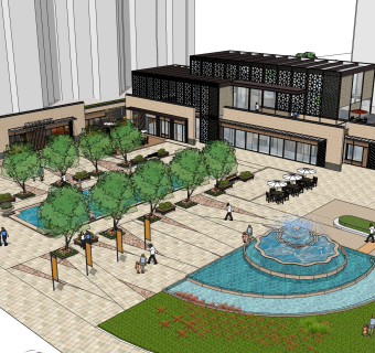 现代售楼处建筑方案草图大师模型，建筑构件sketchup模型免费下载