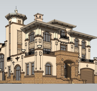 欧式别墅su模型下载、欧式别墅草图大师模型下载