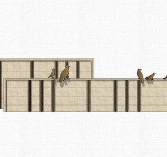 现代造型景墙草图大师模型，景墙sketchup模型免费下载