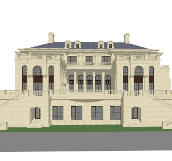法式别墅外观草图大师模型，别墅外观sketchup模型免费下载