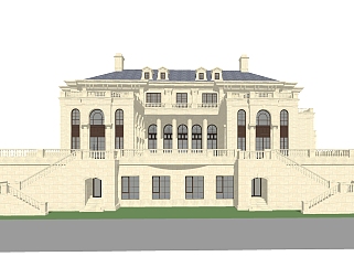 法式别墅外观草图大师模型，别墅外观sketchup模型免费下载